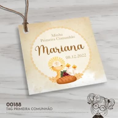 Tag Quadrada Primeira Comunhão - 00188