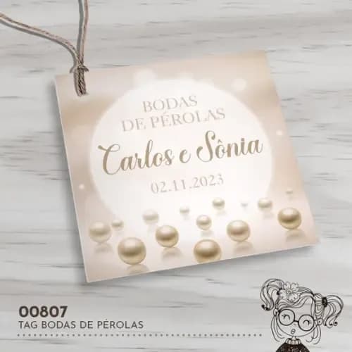 Tag Quadrada Bodas de Pérola - 00807