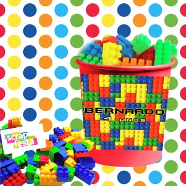 Baldinho Personalizado+blocos para Montar Festa Blocos