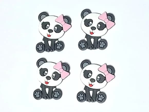 Aplique Panda Emborrachado Pacote com 8 Unidades