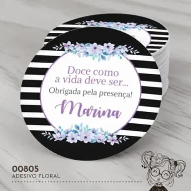 Adesivo Redondo Floral - 00805