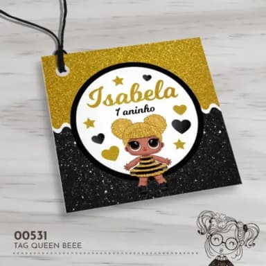 Tag Quadrada Queen Bee - 00531