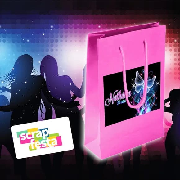 Sacolinha Papel Personalizada Festa Aniversário Balada Neon