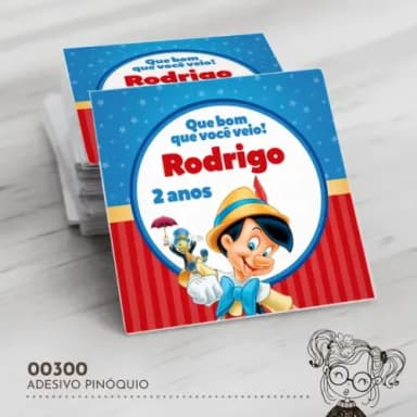 Adesivo Quadrado Pinóquio - 00300