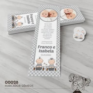 Marcador de Livro Batizado Gêmeos 00028