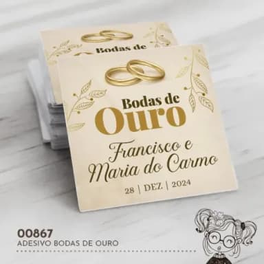Adesivo Quadrado Bodas de Ouro - 00867