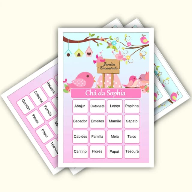 Bingo Chá de Bebê Menina Pdf Para Imprimir