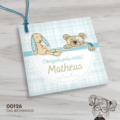 Tag Quadrada Bichinhos - 00126