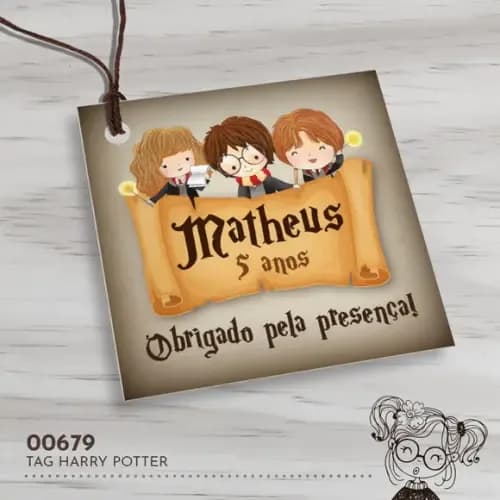 Tag Quadrada Harry Potter - 00679
