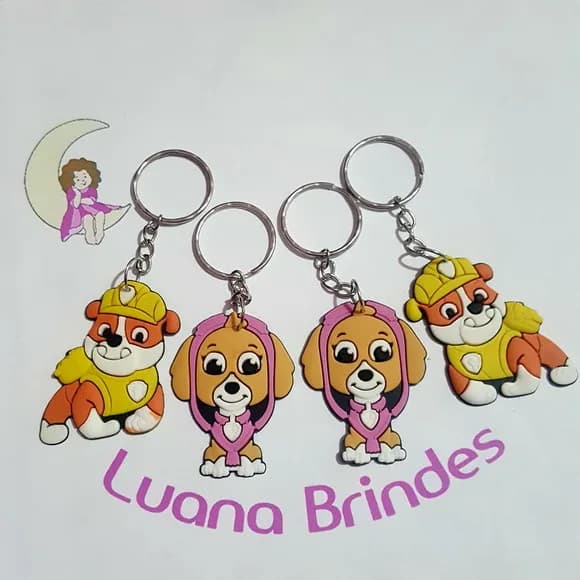 Chaveiro Cachorro Patrulha Borracha Pct 4 Unidades Variados