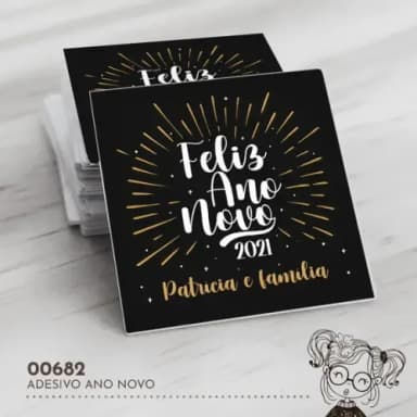 Adesivo Quadrado Feliz Ano Novo - 00682