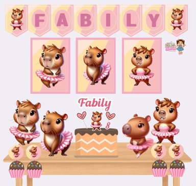 Kit Festa Só Um Bolinho CAPIVARA BAILARINA - Decoração de Festa