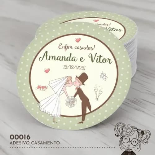 Adesivo Redondo Casamento - 00016