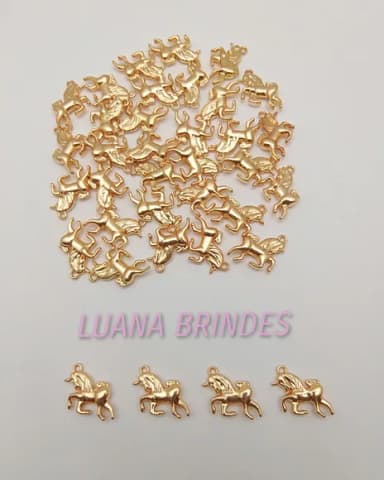 Pingente de Unicórnio Dourado em Metal - Pct C/12 Unidades