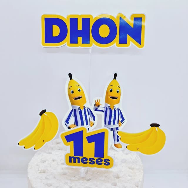 Topo de Bolo Personalizado BANANA DE PIJAMAS - Decoração de Festa - Papelaria