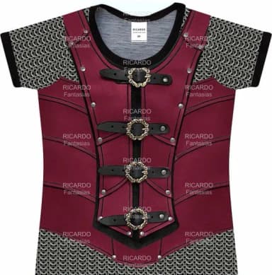 Blusa Adulto Fantasia Guerreiro Medieval de Armadura e Cota de Malha