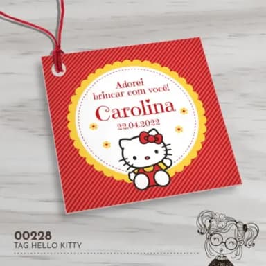 Tag Quadrada Hello Kitty - 00228