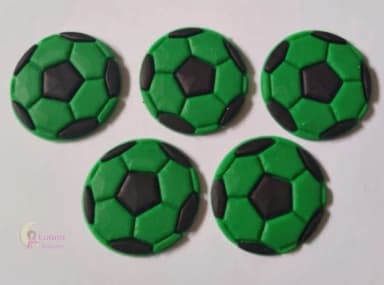 Aplique Bola de Futebol Verde de Borracha Pct 8 Unid