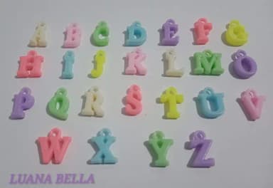 Pingente de Letras de acrílico colorido-pct c/3 Abecedário