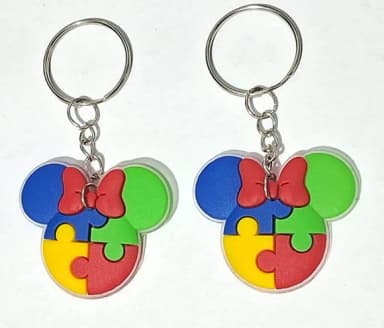 Chaveiro Minnie Símbolo Autismo Emborrachado 4cm