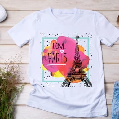 Camiseta I Love Paris Torre Eiffel Aquarela Pop Art