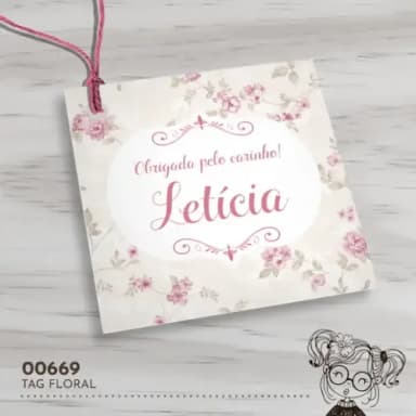 Tag Quadrada Floral - 00669