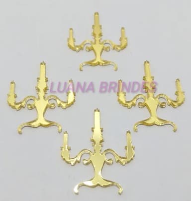 Aplique Castiçal em Acrílico Espelhado Dourado - 3,5cm