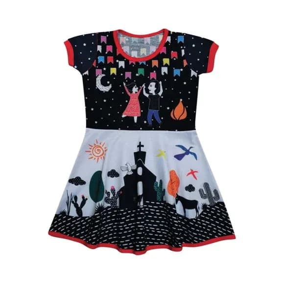 Vestido Infantil Festa Junina Caipira Temático Cordel Menina