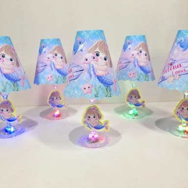 Centro de Mesa Abajur com Led Sereia