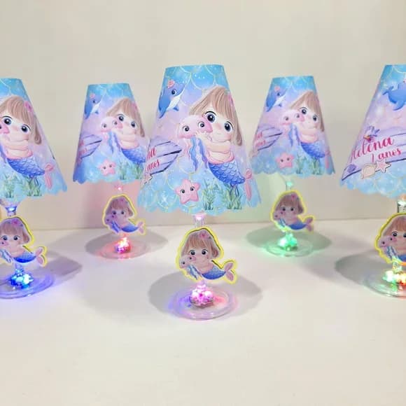 Centro de Mesa Abajur com Led Sereia