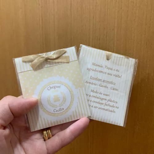 Lembrancinha Maternidade Sachê Aromático Gaveta Ursinha Bege