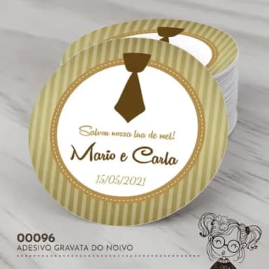 Adesivo Redondo Gravata do Noivo - 00096