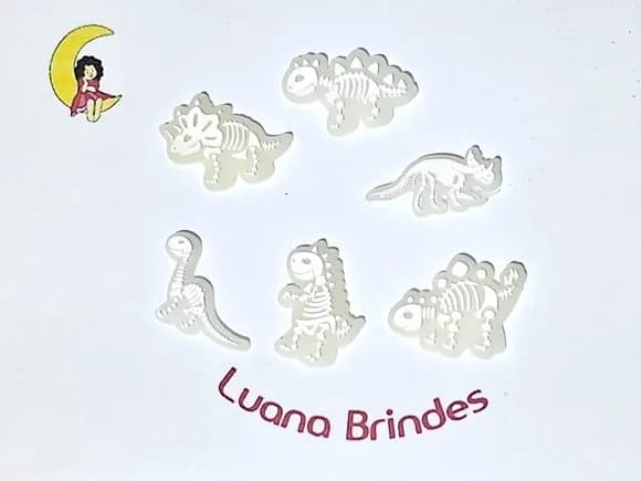 Aplique Dinossauro Flourescente Emborrachado 6 Unidades
