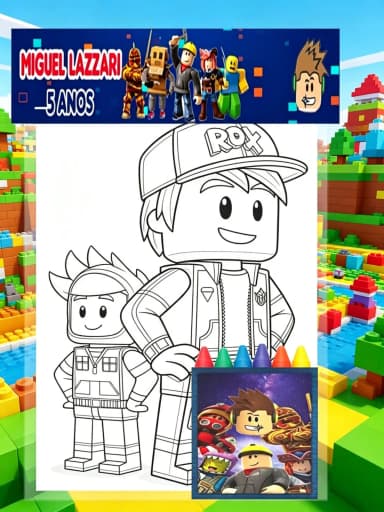 Kit Colorir com Giz de cera Personalizado do Roblox
