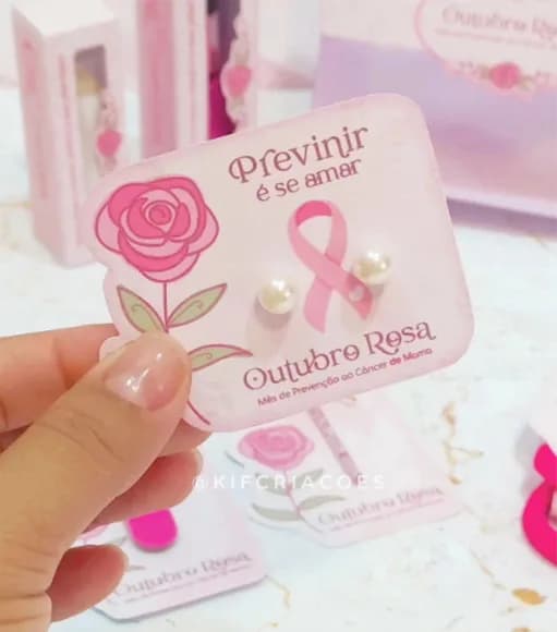 Tag para Brinco Outubro Rosa - Não Acompanha Brinco