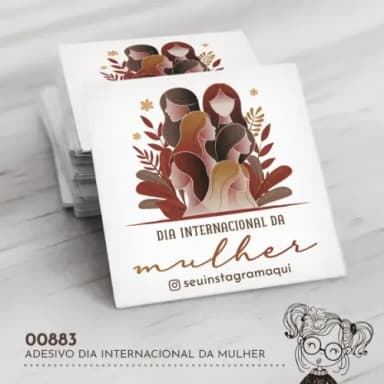 Adesivo Quadrado Dia Internacional da Mulher - 00883