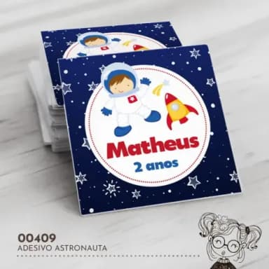 Adesivo Quadrado Astronauta - 00409