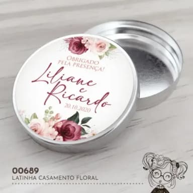 Latinha Adesivada Casamento Floral - 00796