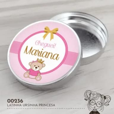 Latinha Adesivada Ursinha Princesa - 00236