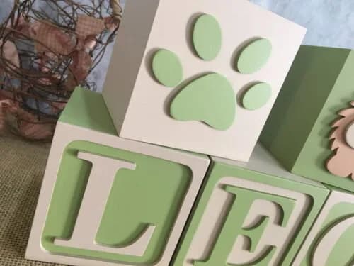 Cubos Leãozinho e Pata 10x10cm Decoração Bebê