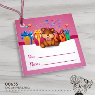 Tag Quadrada Feliz Aniversário - 00635