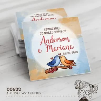 Adesivo Quadrado Passarinhos - 00622