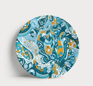 Prato Decorativo Abstrato Moderno Geométrico Azul Turquesa