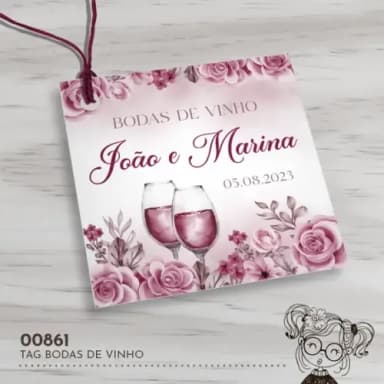 Tag Quadrada Bodas de Vinho - 00861