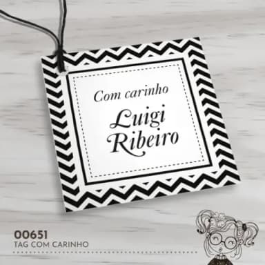 Tag Quadrada com Carinho - 00651