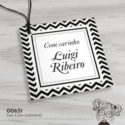 Tag Quadrada com Carinho - 00651