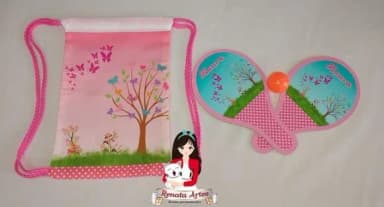 Mochila Ping Pong Personalizada Tema Jardim Borboletas