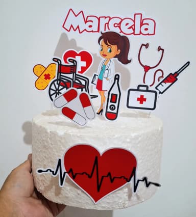 Topo de Bolo PersonalizadoENFERMEIRA - Decoração de Festa - Papelaria
