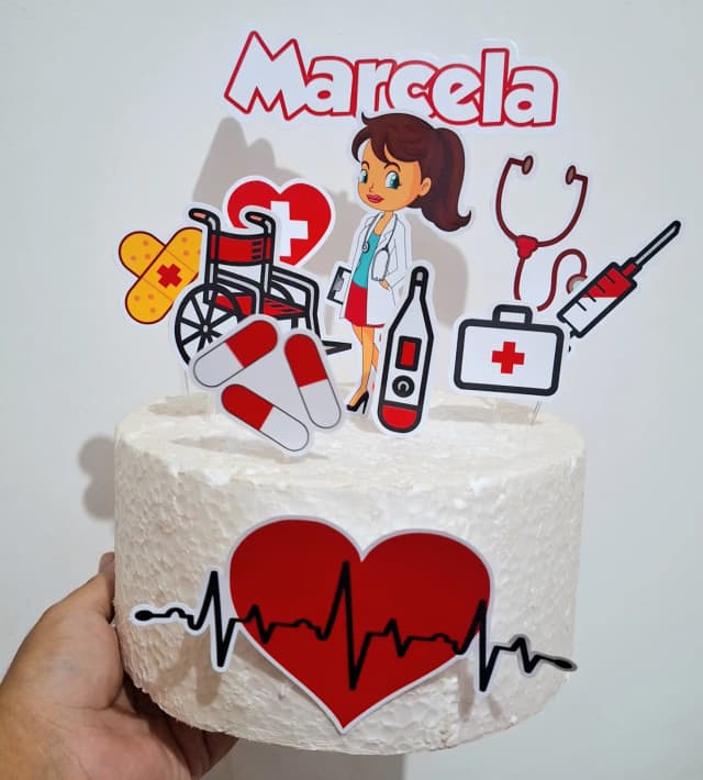 Topo de Bolo PersonalizadoENFERMEIRA - Decoração de Festa - Papelaria