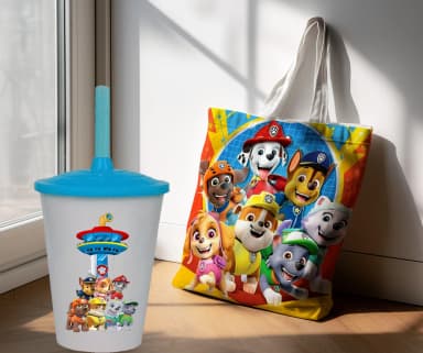 Kit Sacola Ecobag+ copo twister personalizado para lembrancinhas da Patrulha Canina